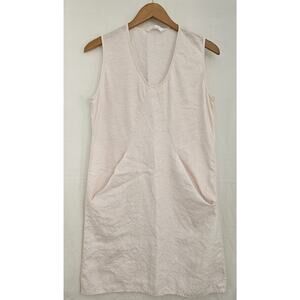 Luna Luz Linen Pink Pocket Dress Womens Size Small Sleeveless Lagenlook# 746